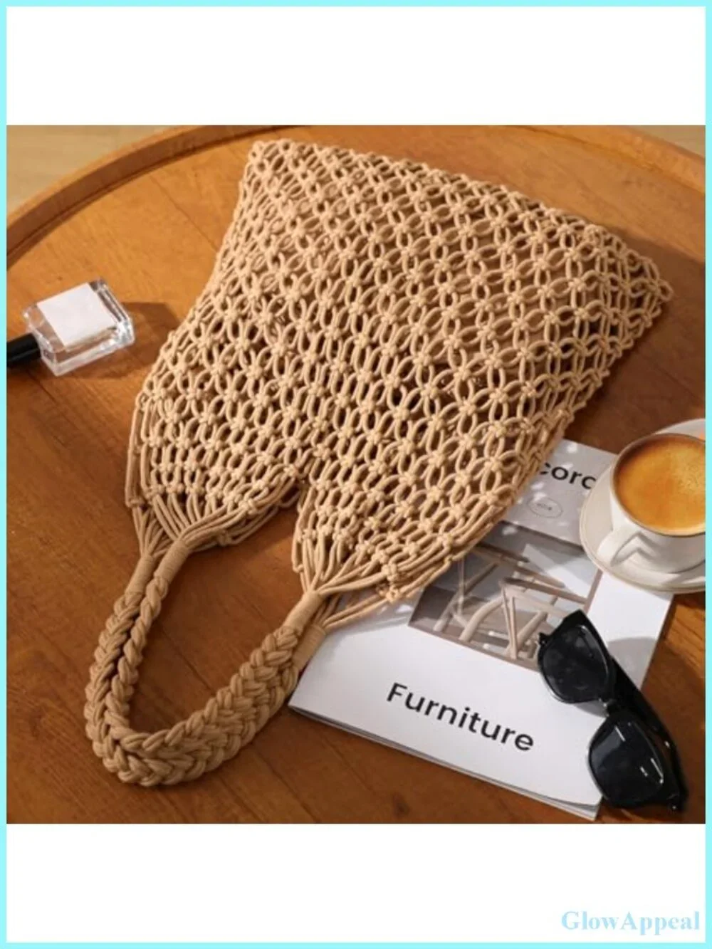 Crochet Mesh Beach Tote Bag - Knit Shoulder Bag for Women